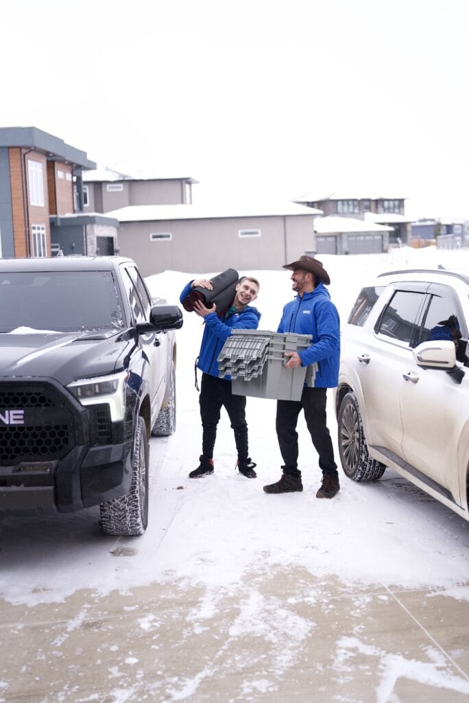stampede moving crew outside snow