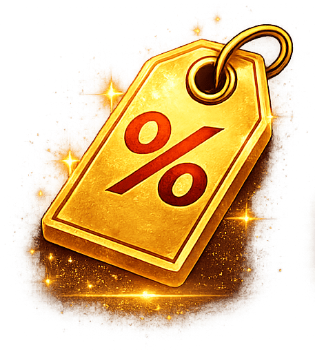 Golden discount tag with percentage sign